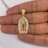 Dije Virgen Guadalupe 5.3gr / 3.7cm / Circones Verdes Fucsias Blancos Oro Amarillo $