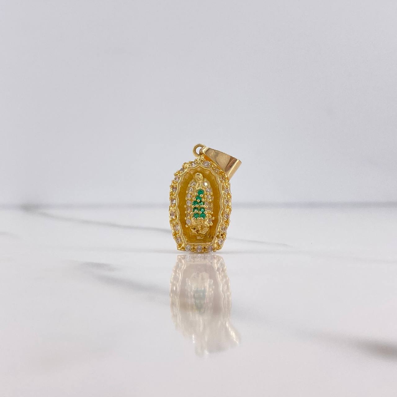 Dije Virgen Guadalupe 2.9gr / 2.5cm / Circones Blancos Verdes Oro Amarillo &