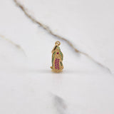 Dije Virgen Guadalupe 1.8gr / 2.8cm / Circones Fucsias Verdes Oro Amarillo $