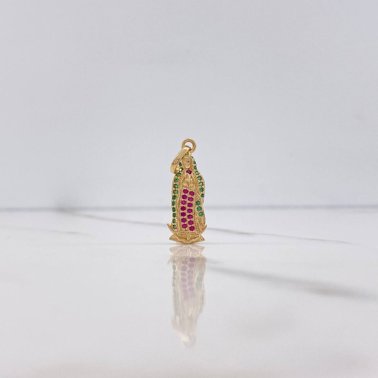 Dije Virgen Guadalupe 1.8gr / 2.8cm / Circones Fucsias Verdes Oro Amarillo $