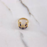 Anillo Rana 7.35gr / T6 1/4 / Circones Fucsias Azules Negros Oro Amarillo $