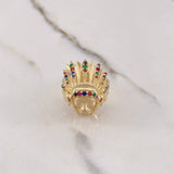 Anillo Indio 12.95gr / T9 3/4 / Circones Colores Oro Amarillo $