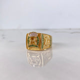 Anillo Caballos Armados 11.7gr / T9 3/4 / Circones Blancos Verdes Oro Amarillo $