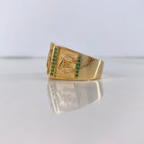 Anillo Caballos Armados 11.7gr / T9 3/4 / Circones Blancos Verdes Oro Amarillo $