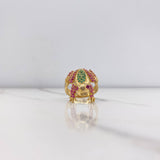 Anillo Rana 7.1gr / T9 1/2 / Circones Fucsias Verdes Oro Amarillo $