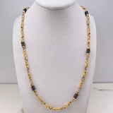 Cadena Rustica Barril 18gr / 60cm / 4mm Diamantado Cauchos Negros Oro Amarillo $