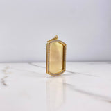 Dije Placa Rectangular 12.3gr / 4.5cm / Circones Blancos Oro Amarillo $