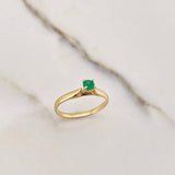 Anillo Solitario Redondo 1.7gr / T6 3/4 / Esmeralda 0.17Qts Oro Amarillo (Joya) &