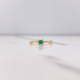 Anillo Solitario Cuadrado 1.95gr / T7 / Esmeralda 0.22Qts Oro Amarillo (Joya) &