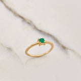 Anillo Solitario Cuadrado 1.95gr / T7 / Esmeralda 0.22Qts Oro Amarillo (Joya) &