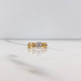 Anillo Puente Ovalado  2.9gr / T6 1/2 / Solitario Circones Blancos  Oro Amarillo$