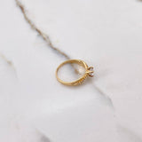 Anillo Puente Ovalado  2.9gr / T6 1/2 / Solitario Circones Blancos  Oro Amarillo$