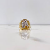 Anillo Caballo Herradura  3.35gr / T9 3/4 / Dos Oros Amarillo Blanco$