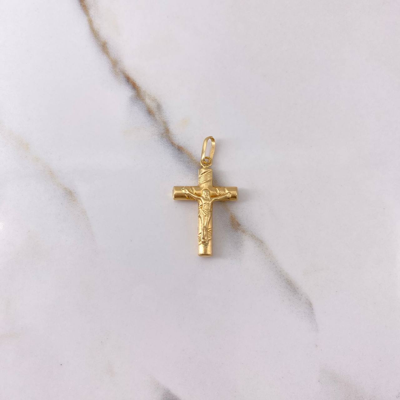 Dije Cruz Cristo 1.4gr / 3.2cm / Baston Rayado Oro Amarillo $