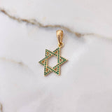 Dije Estrella De David 1.85gr / 2.8cm / Circones Verdes Oro Amarillo &