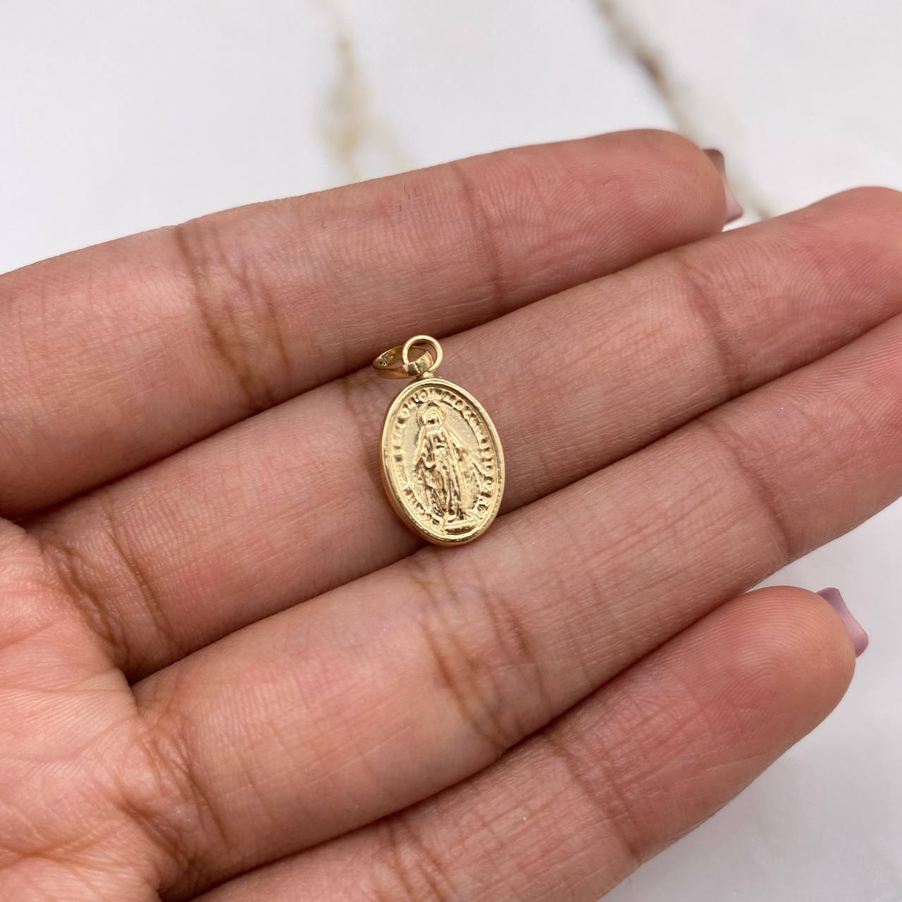 Dije Virgen Milagrosa 0.6gr / 2cm / Troquelado Oro Amarillo &