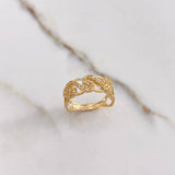 Anillo Olas 3.05gr / T6 1/4 / Circones Blancos Oro Amarillo &