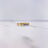 Anillo BV 2.85gr / T7 1/4 / Solitario Circones Azules Blanco Oro Amarillo &