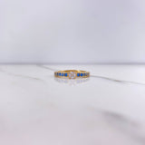 Anillo BV 2.85gr / T7 1/4 / Solitario Circones Azules Blanco Oro Amarillo &