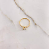 Anillo Linea Invertida 1.65gr / T6 1/2 / Solitario Circones Blancos Oro Amarillo &