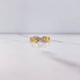 Anillo Infinito 2.55gr / T7 1/4 / Circones Blancos Dos Oros Amarillo Blanco &