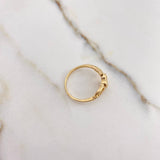 Anillo Lineas Cruzadas Corazon 2.15gr / T7 / Circones Blancos Oro Amarillo &