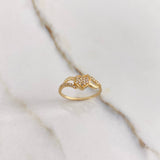 Anillo Lineas Cruzadas Corazon 2.15gr / T7 / Circones Blancos Oro Amarillo &