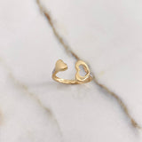 Anillo Abrazo Corazon 2.1gr / T6 1/2 / Circones Blancos Dos Oros Amarillo Blanco &