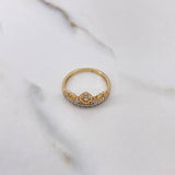 Anillo Corona Corazones 2.55gr / T7 1/4 / Circones Blancos Dos Oros Amarillo Blanco &