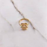 Anillo Oso 3.55gr / T7 1/4 / Circones Blancos Cafes Oro Amarillo &