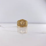 Anillo Brujula 11.1gr / T9 1/2 / Circones Blancos Oro Amarillo &