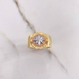 Anillo Brujula 11.15gr / T10 3/4 / Circones Blancos Tres Oros $