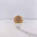 Anillo Signo Peso 10gr / T10 / Circones Blancos Dos Oros Amarillo Blanco &