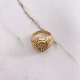 Anillo Signo Peso 10gr / T10 / Circones Blancos Dos Oros Amarillo Blanco &