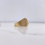 Anillo Cinturon Cuadrado Caballo 10.9gr / T11 / Circones Blancos Oro Amarillo &