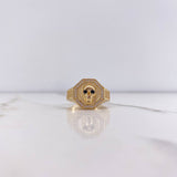 Anillo Sello Octagonal Calavera 7.9gr / T10 1/2 / Circones Blancos Negros Oro Amarillo &