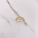 Anillo Corazones 1.9gr / T7 1/2 / Circones Blancos Oro Amarillo &