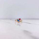 Anillo Lineas Cruzadas 1.75gr / T7 1/4 / Circones Blancos Azul Fucsia Oro Amarillo &