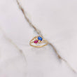 Anillo Lineas Cruzadas 1.75gr / T7 1/4 / Circones Blancos Azul Fucsia Oro Amarillo &