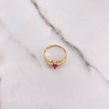 Anillo Tres Lineas 2.3gr / T6 / Circones Blancos Fucsia Oro Amarillo &