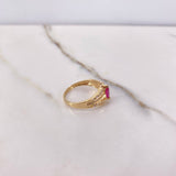 Anillo Tres Lineas 2.3gr / T6 / Circones Blancos Fucsia Oro Amarillo &