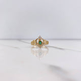 Anillo Corona Corazon 2.35gr / T7 / Circones Verde Blancos Oro Amarillo &