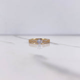 Anillo Solitario Puente 3.05gr / T6 1/4 / Circones Blancos Oro Amarillo &