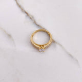 Anillo Solitario Puente 3.05gr / T6 1/4 / Circones Blancos Oro Amarillo &