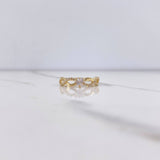 Anillo Solitario Corazon 1.9gr / T7 1/2 / Trenzado Circones Blancos Oro Amarillo &