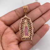 Dije Virgen Guadalupe 7.35gr / 4.6cm / Circones Blancos Verdes Fucsias Oro Rosa &