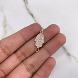 Herraje Mano Hamsa 1gr / 2cm / Circones Blancos Oro Rosa $