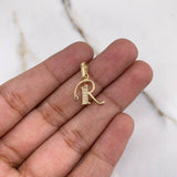 Dije Letra R 1gr / 1.8cm / Circones Blancos Oro Amarillo $