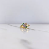 Anillo Solitario Flor 1.3gr / T5 3/4 / Circones Verdes Blanco Oro Amarillo $