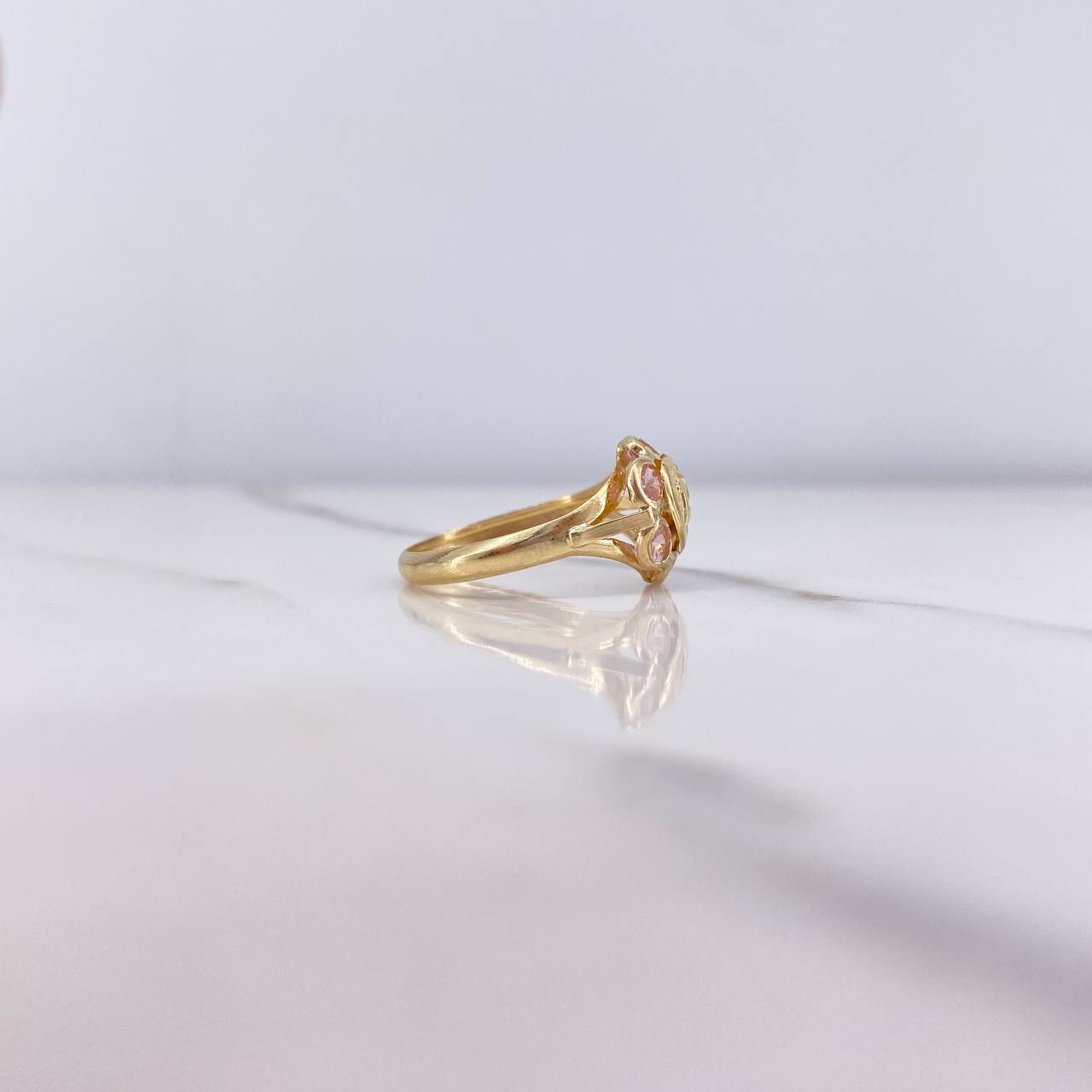 Anillo Flor 15s 1.6gr / T6 / Circones Rosados Oro Amarillo $